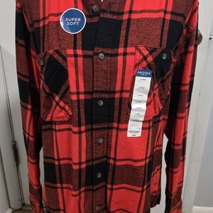 Arizona Red and Black Plaid Flannel Shirt